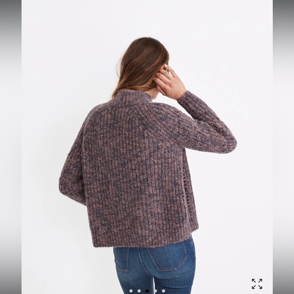 Madewell Pointelle Mockneck Long Sleeve Pullover Sweater in‎ Heather Eggplant M - Picture 2 of 12